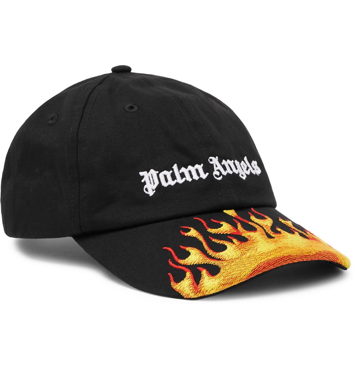 Photo: Palm Angels - Embroidered Cotton-Twill Baseball Cap - Black