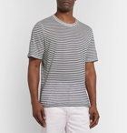 120% - Slim-Fit Striped Linen T-Shirt - Blue