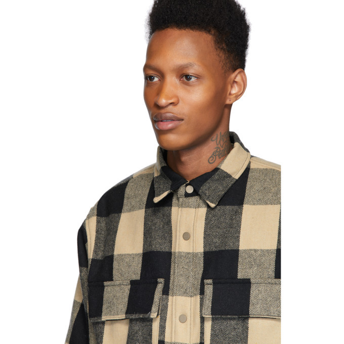 Fear of God Beige Oversized Check Shirt Jacket