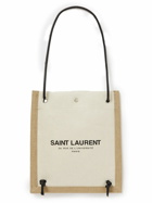 SAINT LAURENT - Leather-Trimmed Logo-Print Linen and Cotton-Blend Canvas Messenger Bag - Neutrals