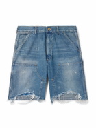 SAINT MXXXXXX - Straight-Leg Distressed Denim Shorts - Blue