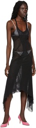 Kathryn Bowen Black Godet Midi Dress