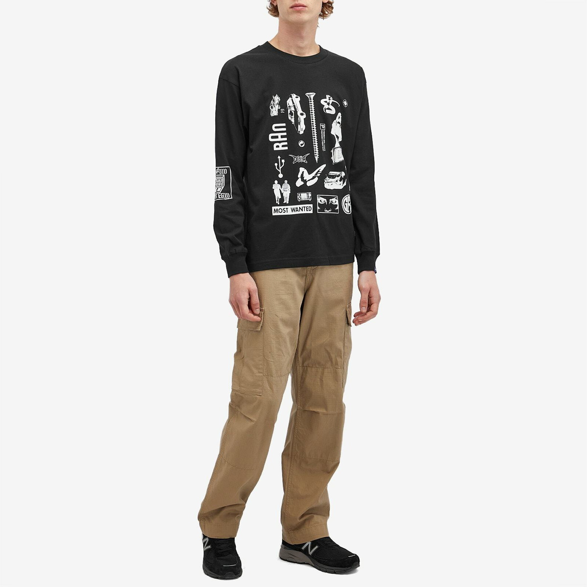 Deva States Men's Arbitrary Long Sleeve T-Shirt in Black