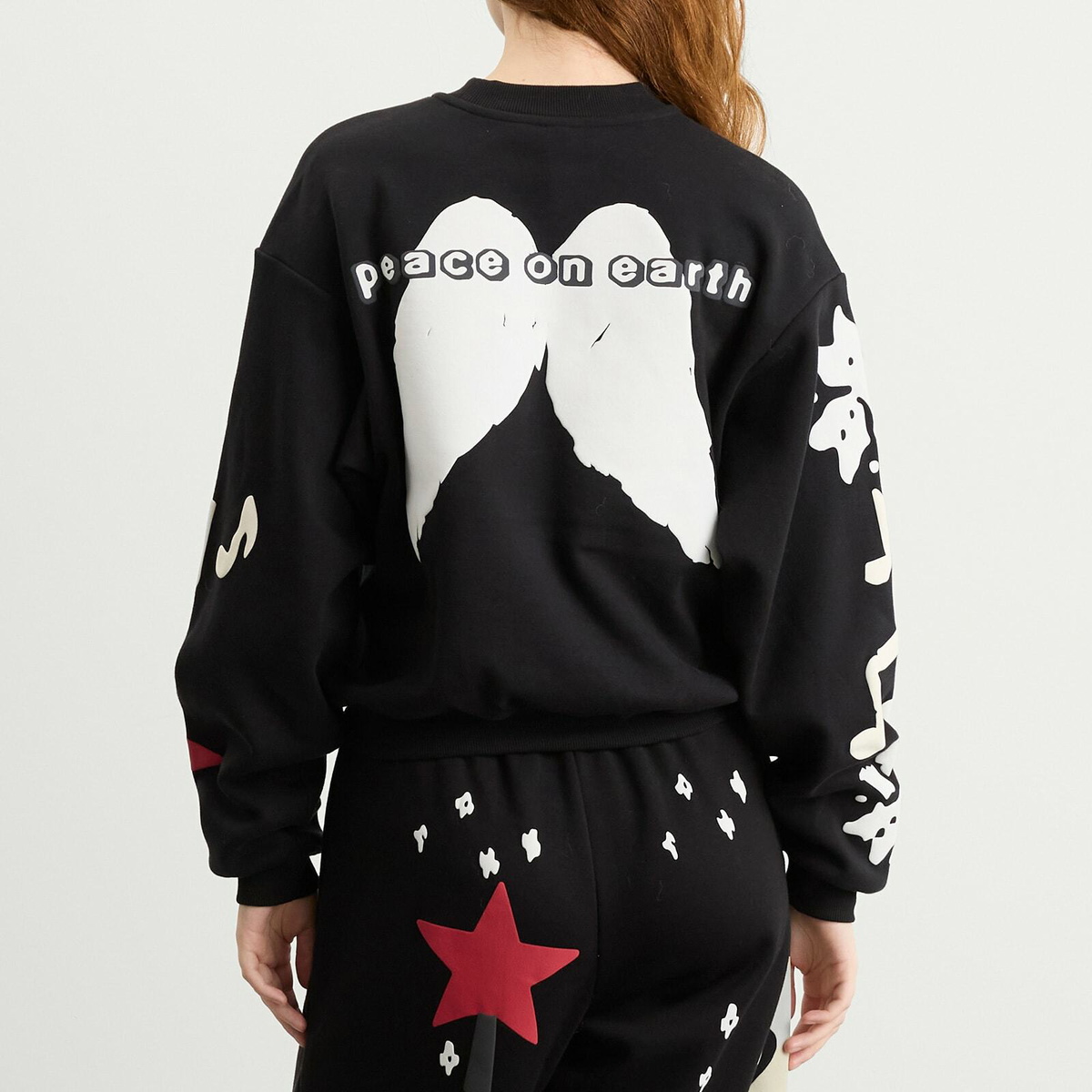 SKIMS Women's x CPFM Cotton Fleece Classic Crewneck in Onyx Snowman Print