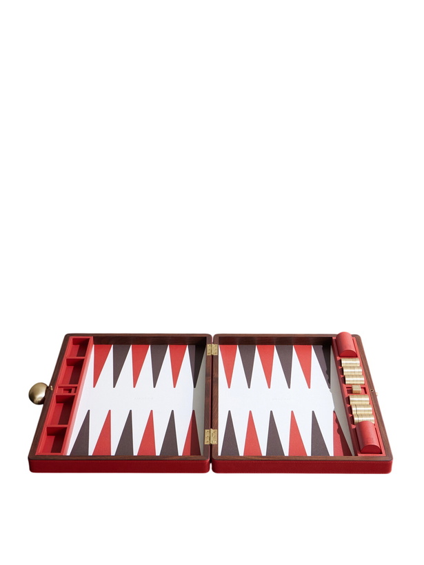 Photo: Assouline - Pebble-Grain Leather, Brass and Wood Backgammon Set - Red