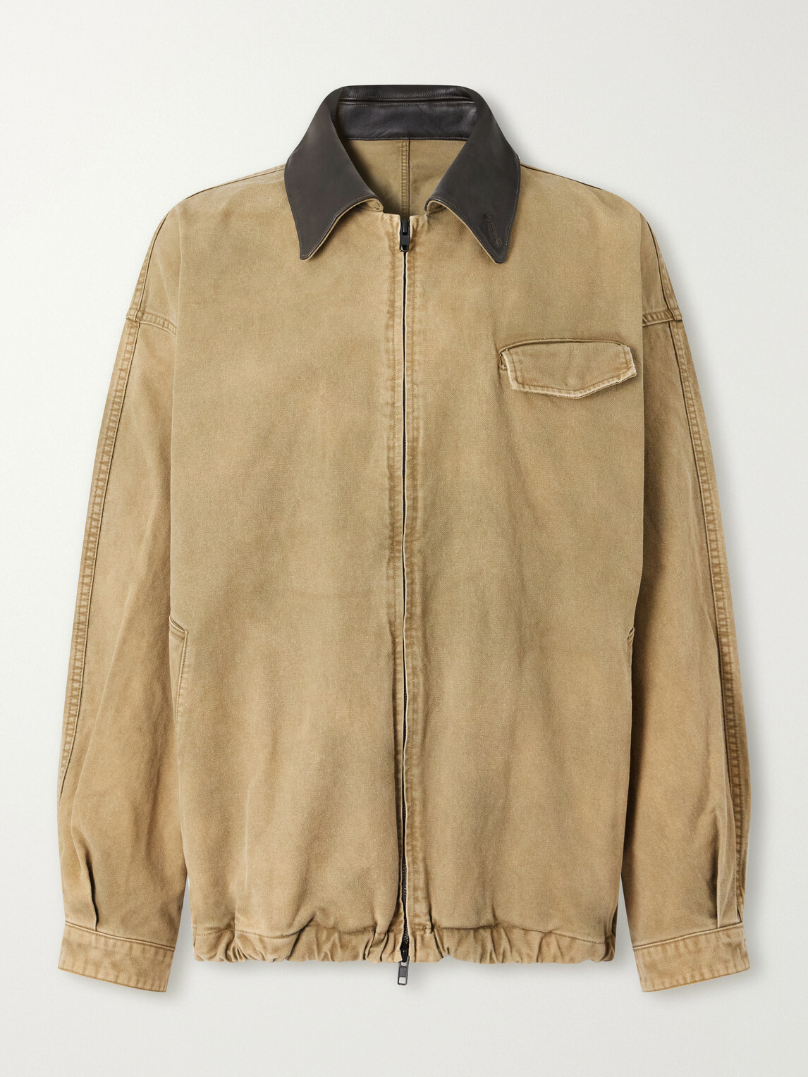 ssstein - Leather-Trimmed Cotton-Corduroy Jacket - Brown