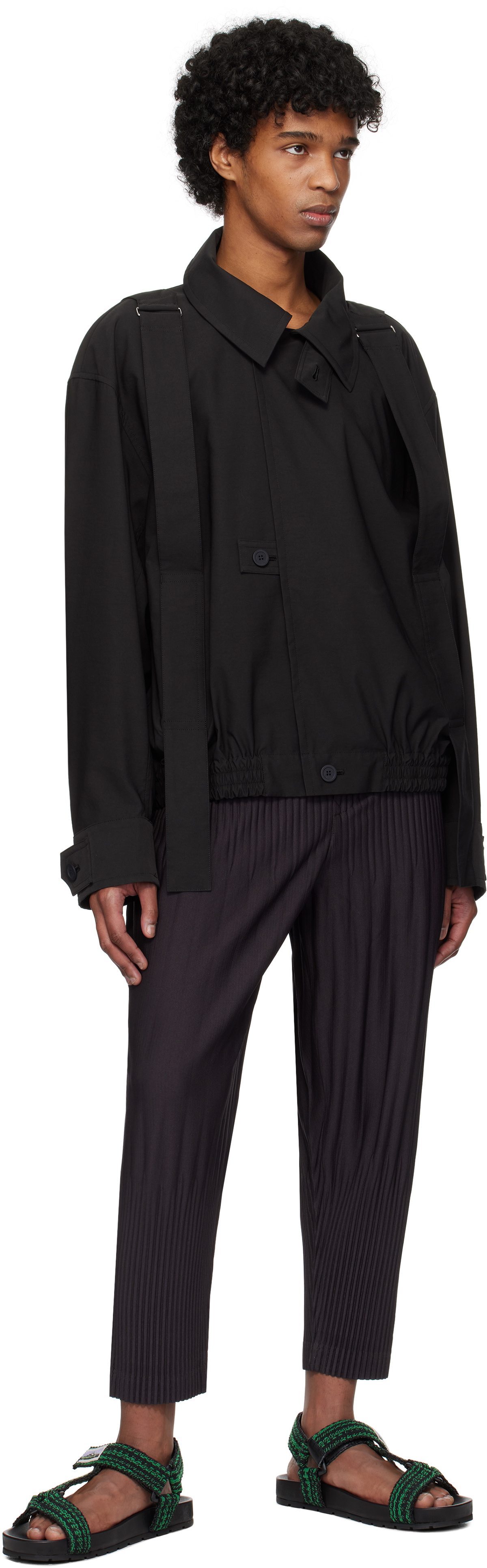 HOMME PLISSÉ ISSEY MIYAKE Black Parachute Blouson Jacket Homme 