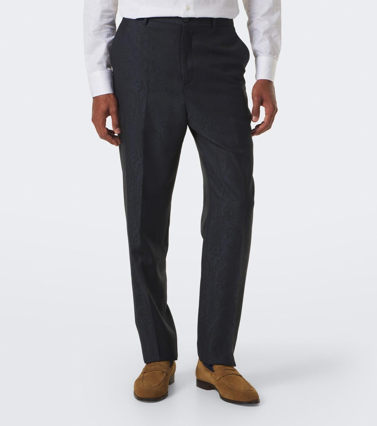 Etro Jacquard virgin wool straight pants