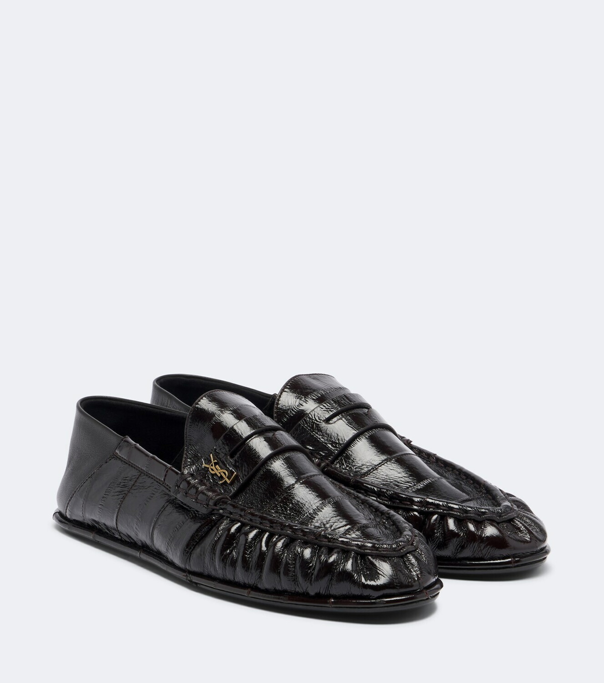 Saint Laurent Cassandre croc-effect leather loafers