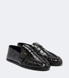 Saint Laurent Cassandre croc-effect leather loafers