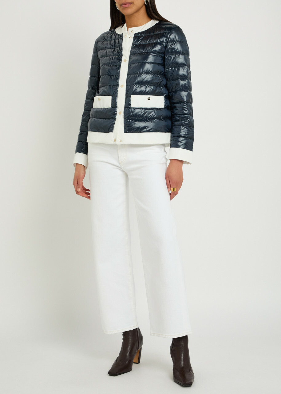 Herno Contrasting Padded Glossed Shell Jacket Blue