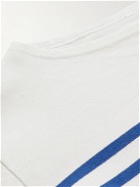 KAPITAL - Distressed Striped Cotton-Jersey T-Shirt - White