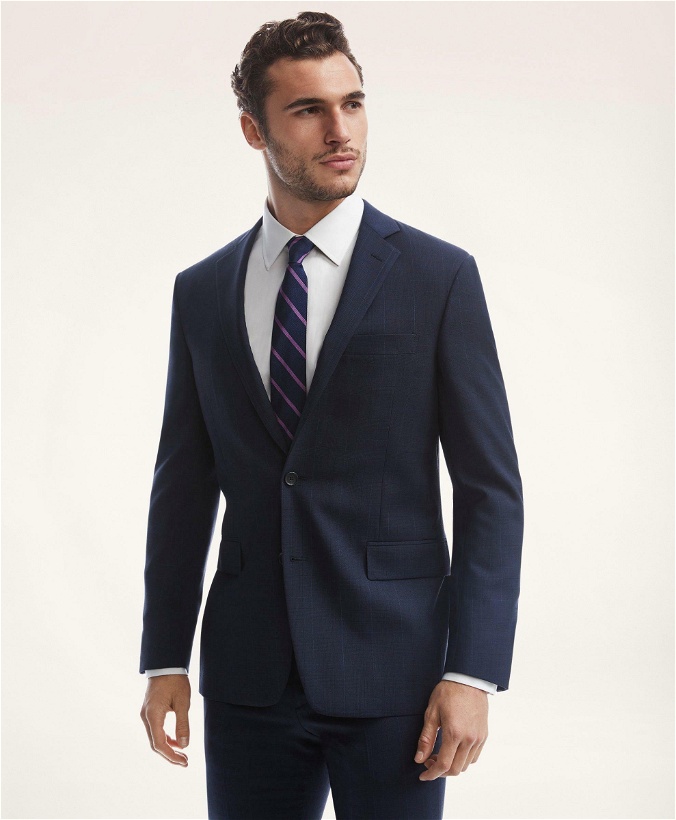 Photo: Brooks Brothers Men's Regent Fit Check 1818 Suit | Navy/Blue