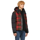 Mackage Red and Black Down Plaid Rylan Jacket