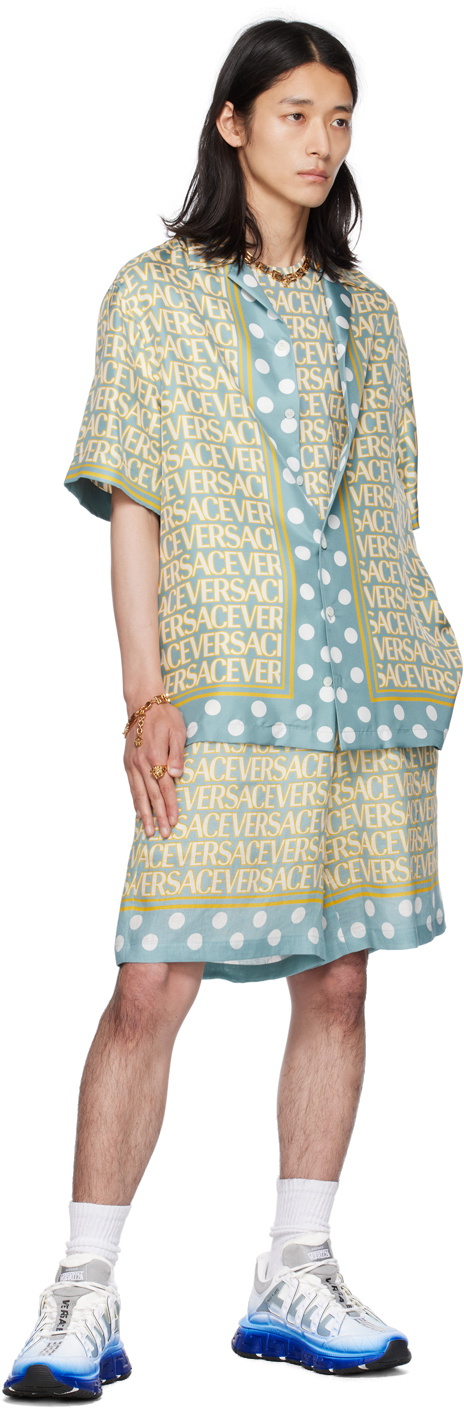 Versace Blue & Yellow Allover Shirt