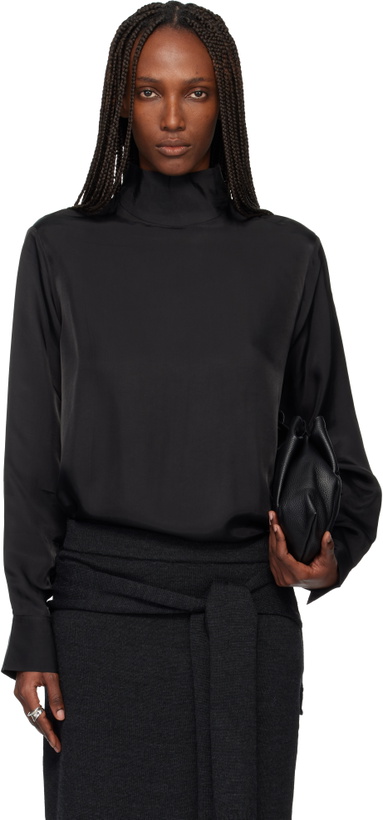 Photo: TONYWACK Black Liquid Oversized High Neck Blouse