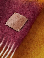 Loewe - Logo-Appliquéd Fringed Striped Mohair-Blend Scarf