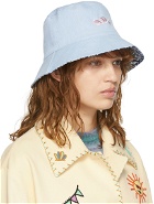SJYP Reversible Blue Paisley Denim Bucket Hat