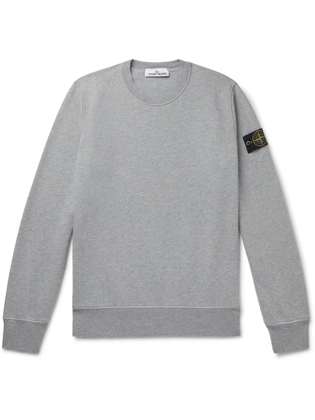 Photo: Stone Island - Logo-Appliquéd Loopback Cotton-Jersey Sweatshirt - Gray