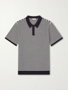 Onia - Striped Textured-Cotton Polo Shirt - Blue