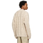 Acne Studios Beige Cable Knit V-Neck Sweater