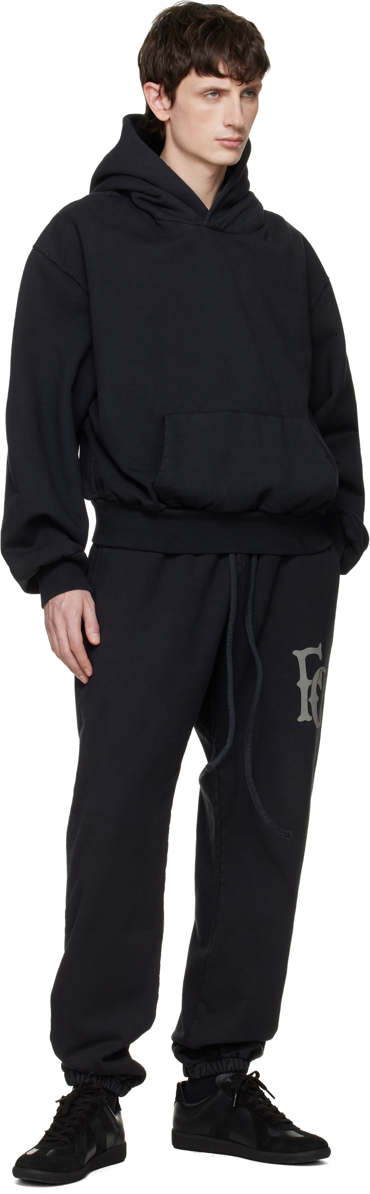 Fear of God Black Sunfaded Classic Half Raglan Pocket Hoodie