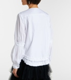 Noir Kei Ninomiya Bow-detail ruffled cotton poplin shirt