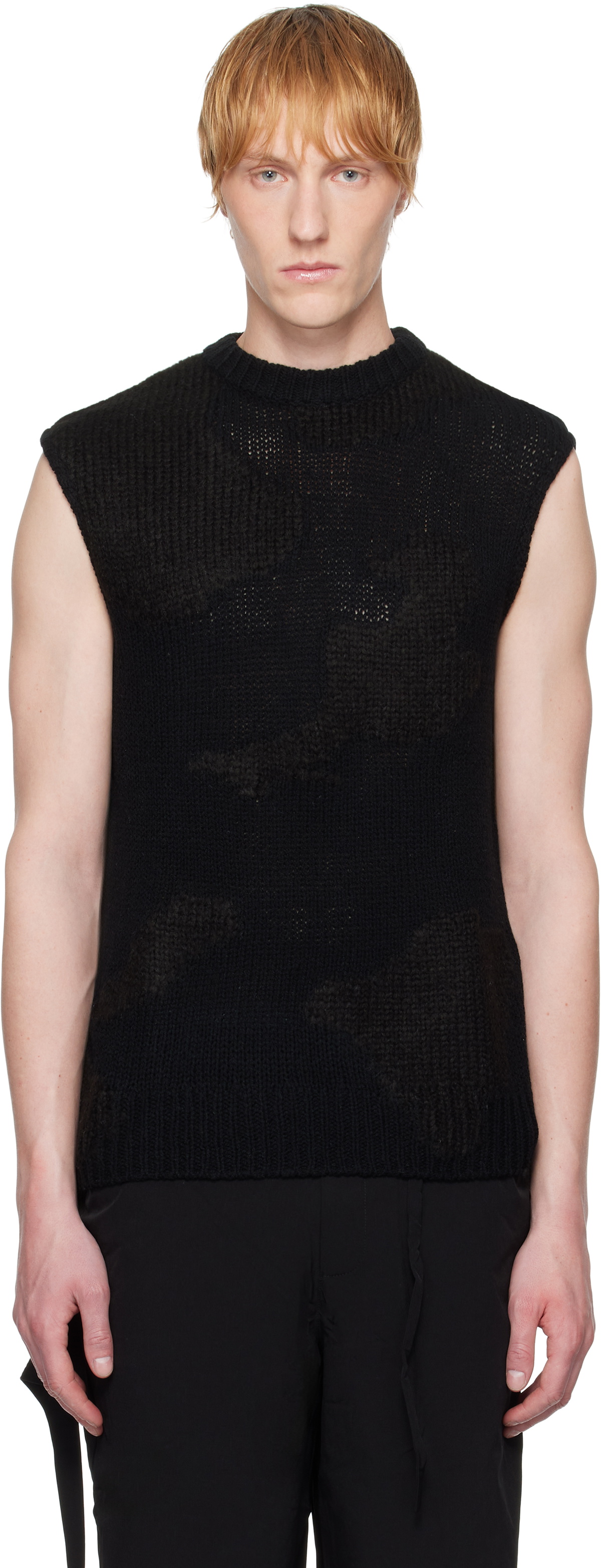 HELIOT EMIL Black Ophiolite Knit Vest