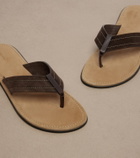 The Row Beach leather-trimmed suede thong sandals