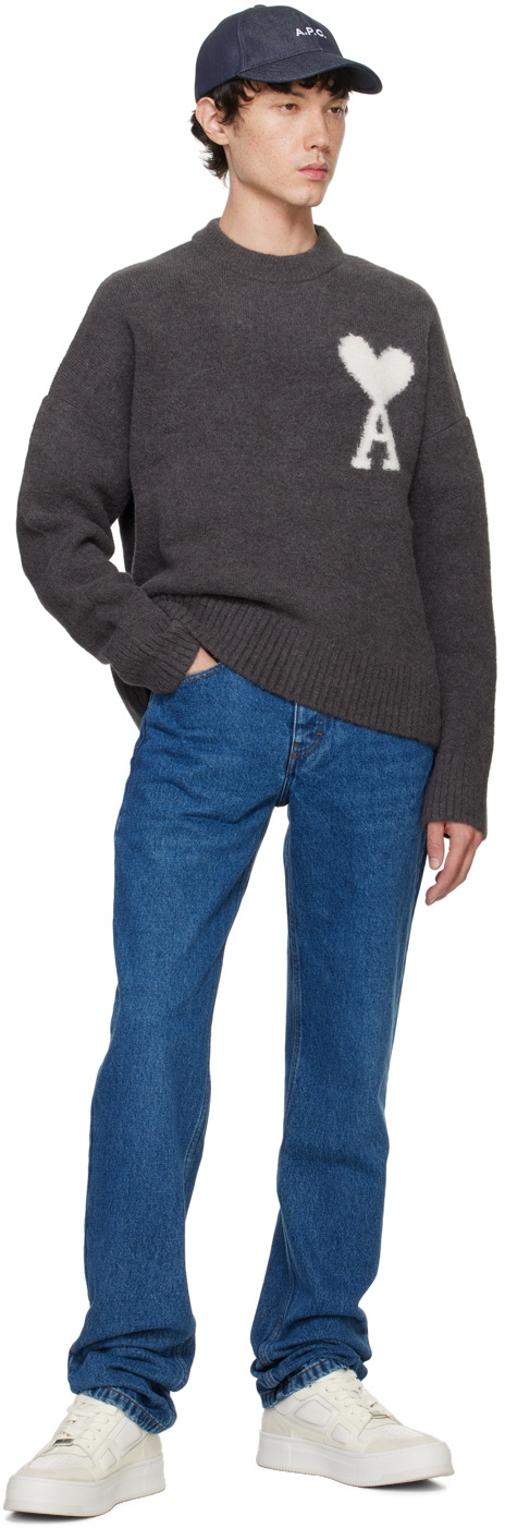 AMI Paris Gray Ami De Cœur Sweater