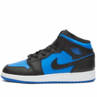 Air Jordan 1 Mid GS Sneakers in Black/Royal Blue