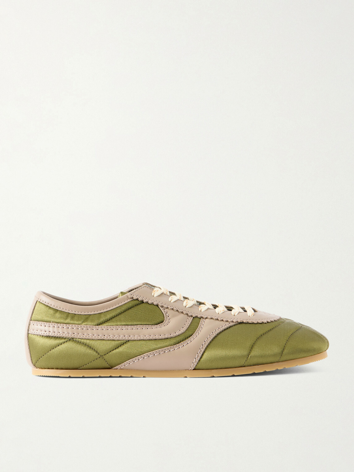 Dries Van Noten - Leather-Trimmed Quilted Satin Sneakers - Green