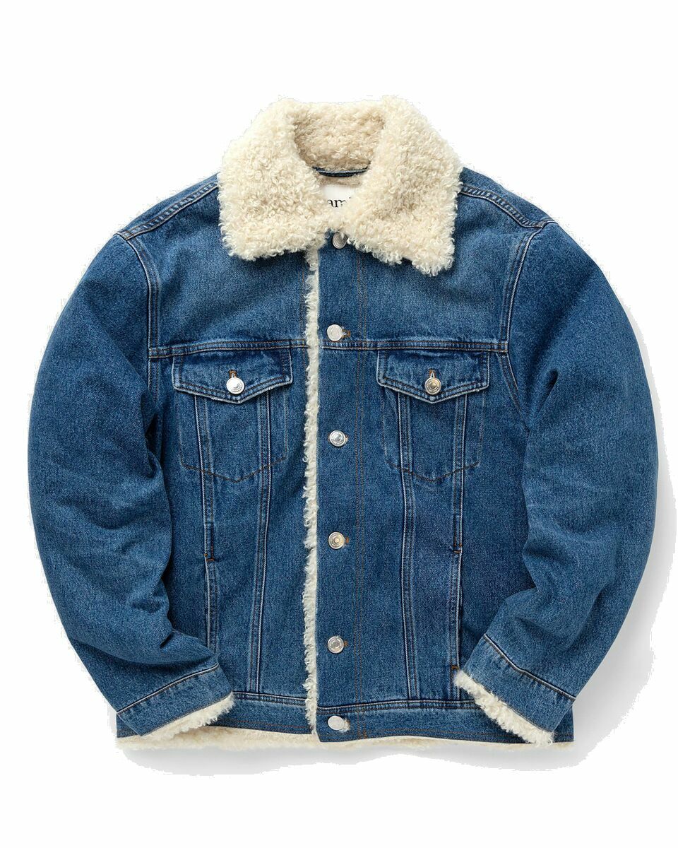 Photo: Ami Paris Trucker Jacket Lined With Synthetic Fur Blue - Mens - Denim Jackets