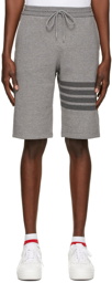 Thom Browne Grey Loopback 4-Bar Shorts