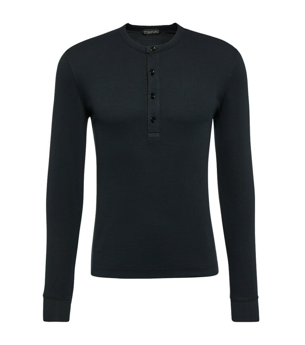 Photo: Tom Ford Ribbed-knit jersey Henley shirt