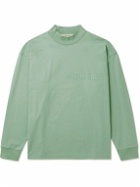 FEAR OF GOD ESSENTIALS - Logo-Appliquéd Cotton-Jersey Mock-Neck T-Shirt - Green