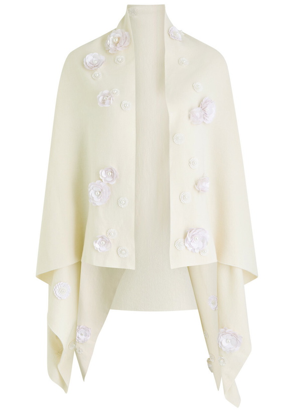 Photo: Bernadette Shirene Embroidered Cashmere-blend Shawl Ivory