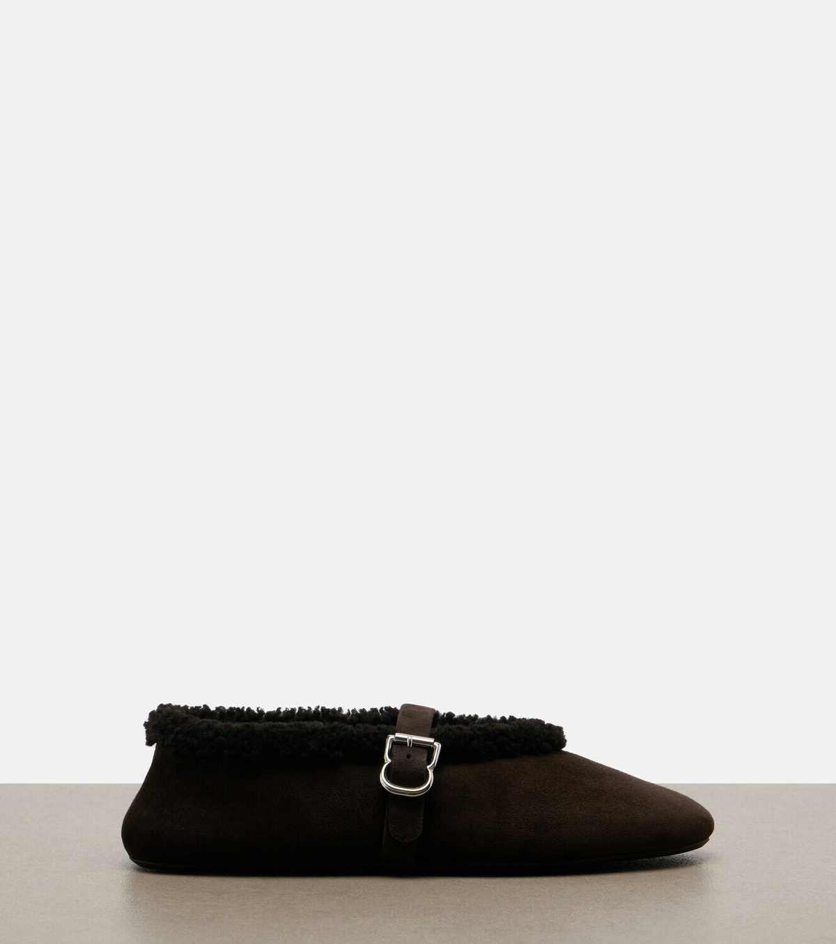Alaïa Shearling-lined suede Mary Jane flats