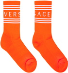 Versace Orange 90s Vintage Logo Socks