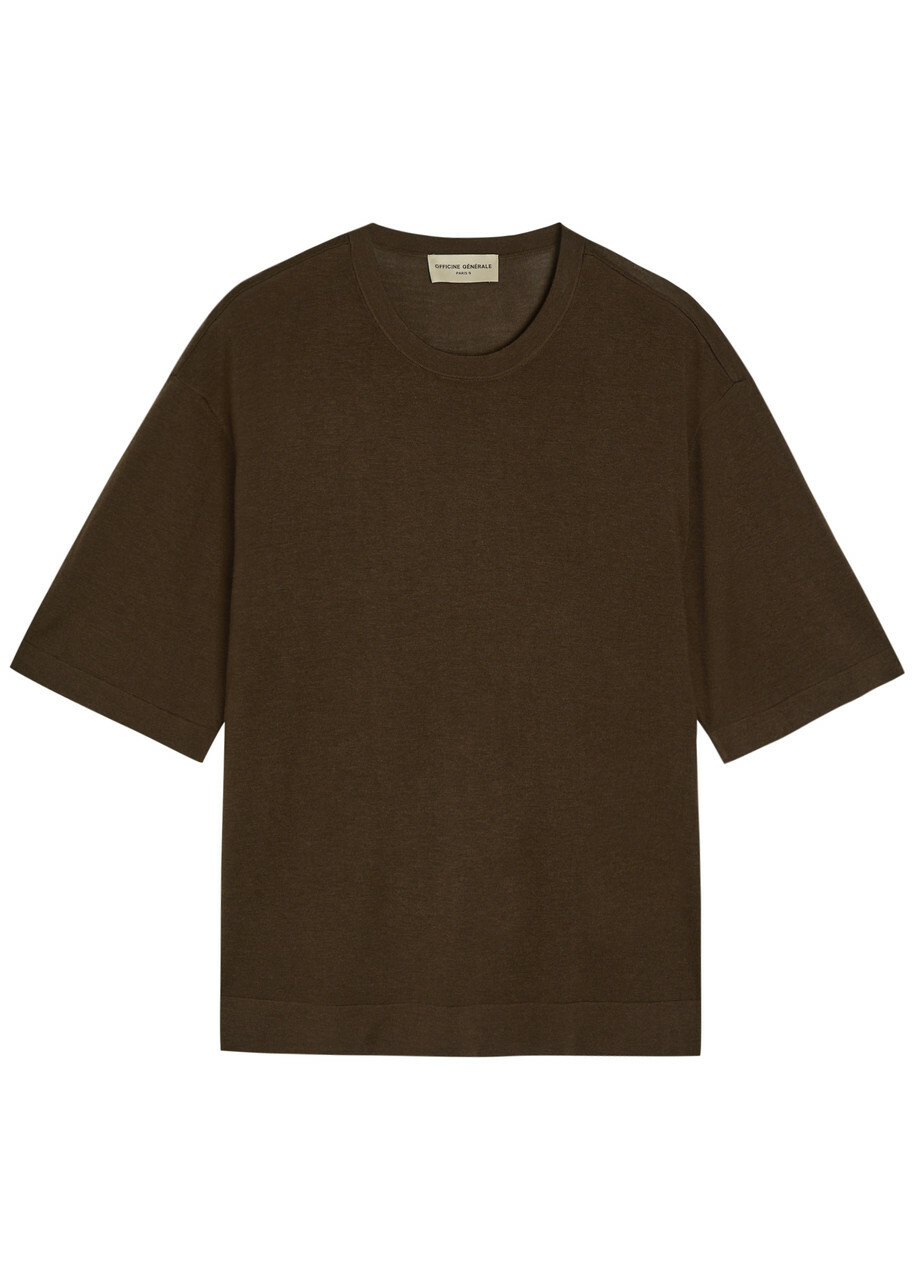 Officine Générale Boris Knit T-shirt Dark Brown
