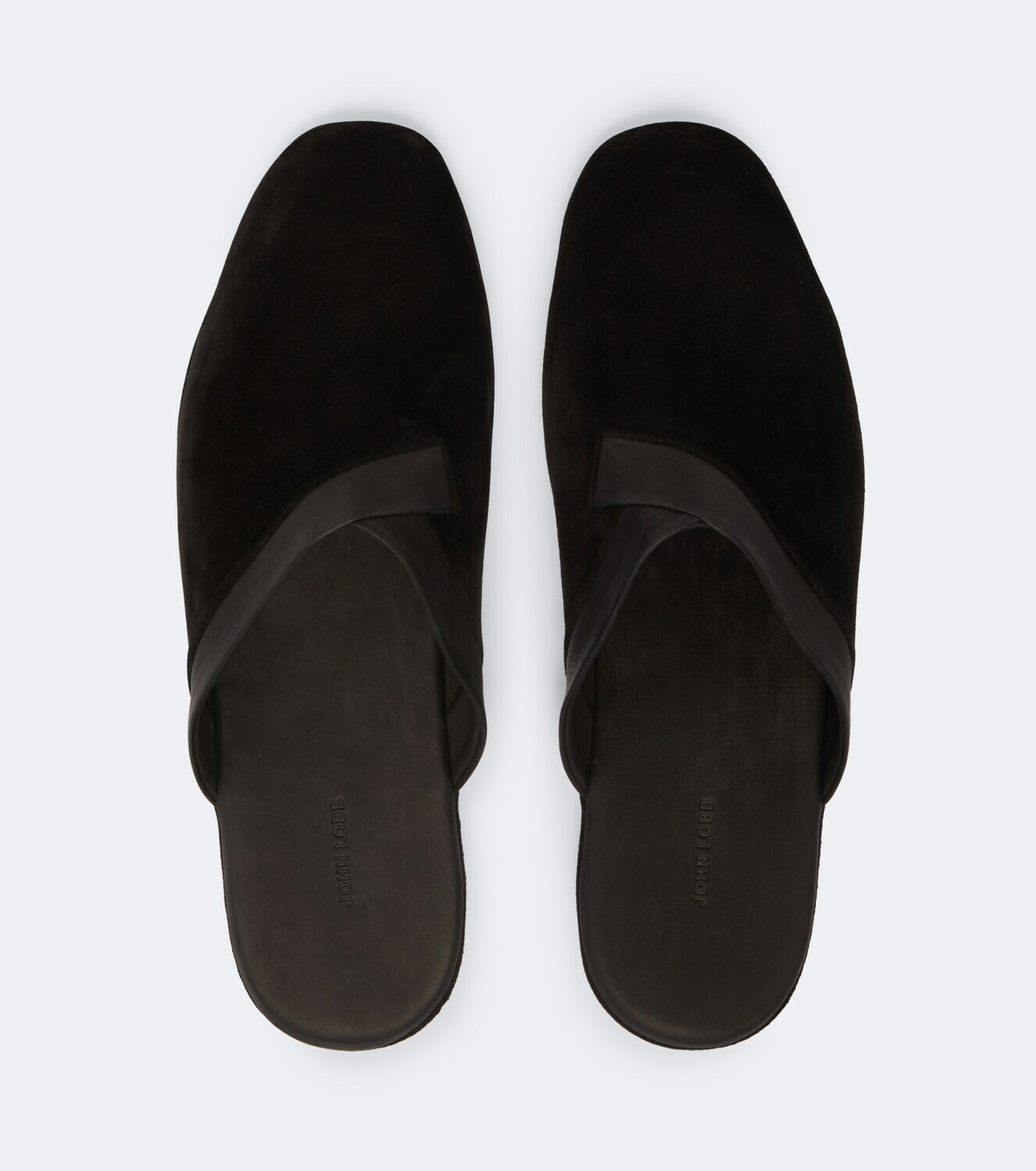 John Lobb Leather-trimmed suede slippers