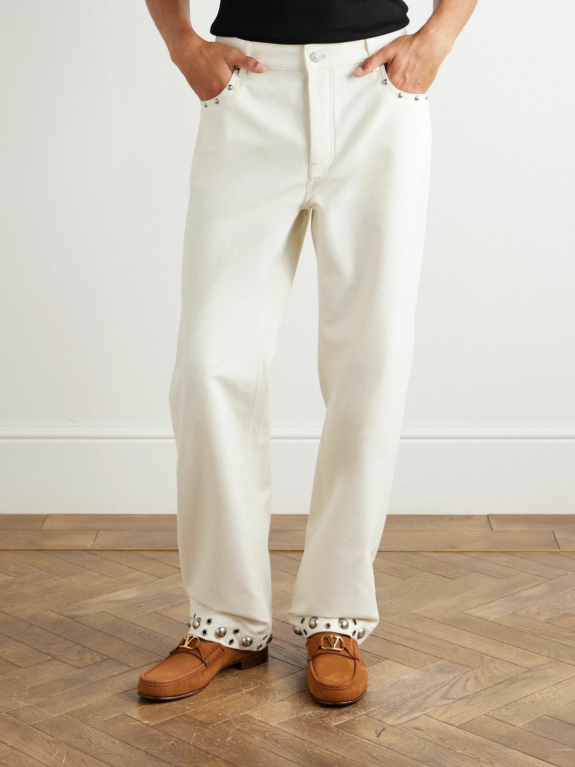 Valentino Garavani - Straight-Leg Embellished Jeans - White
