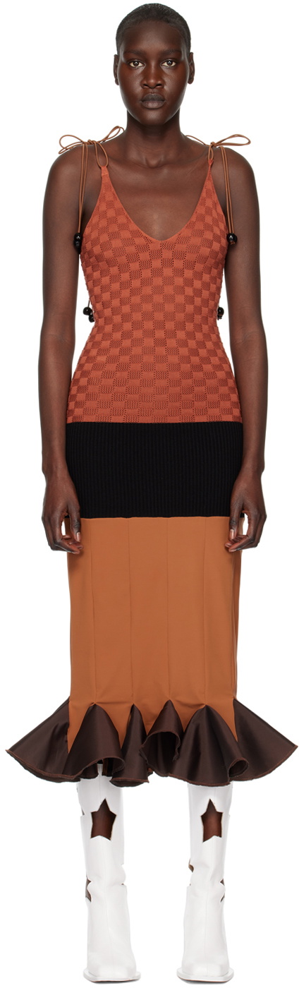 ANDREJ GRONAU SSENSE Exclusive Brown Midi Dress