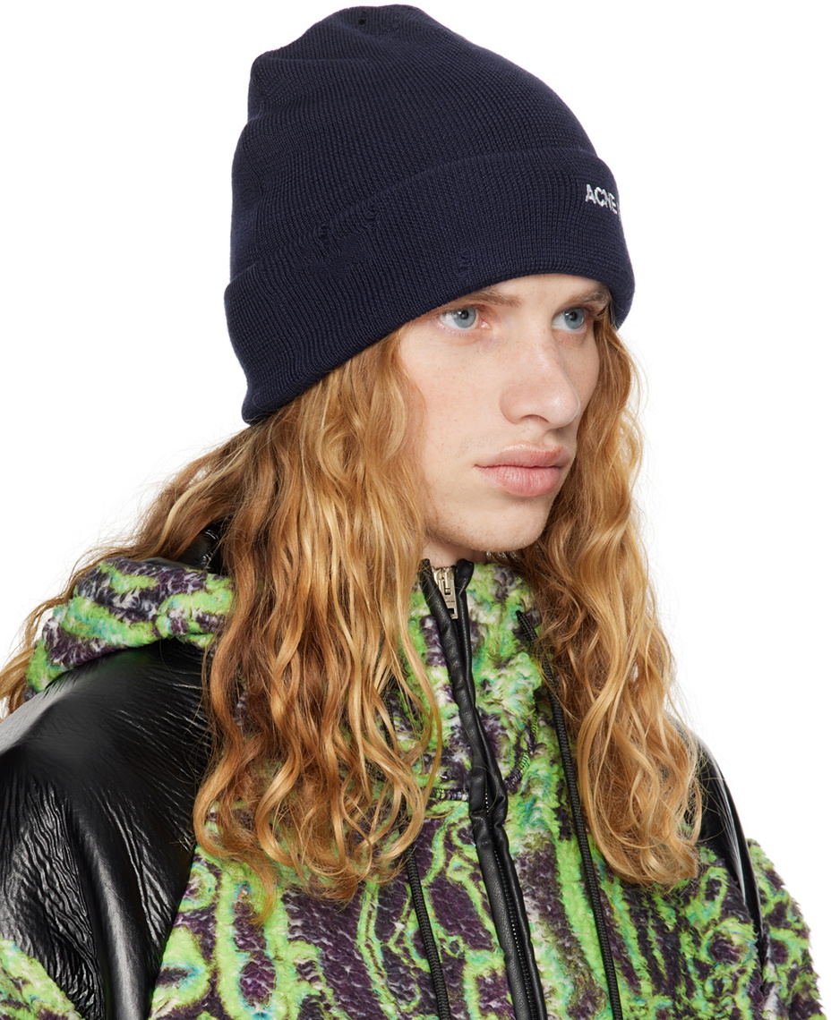 Acne Studios Navy Wool-Blend Beanie Acne Studios display picture 1