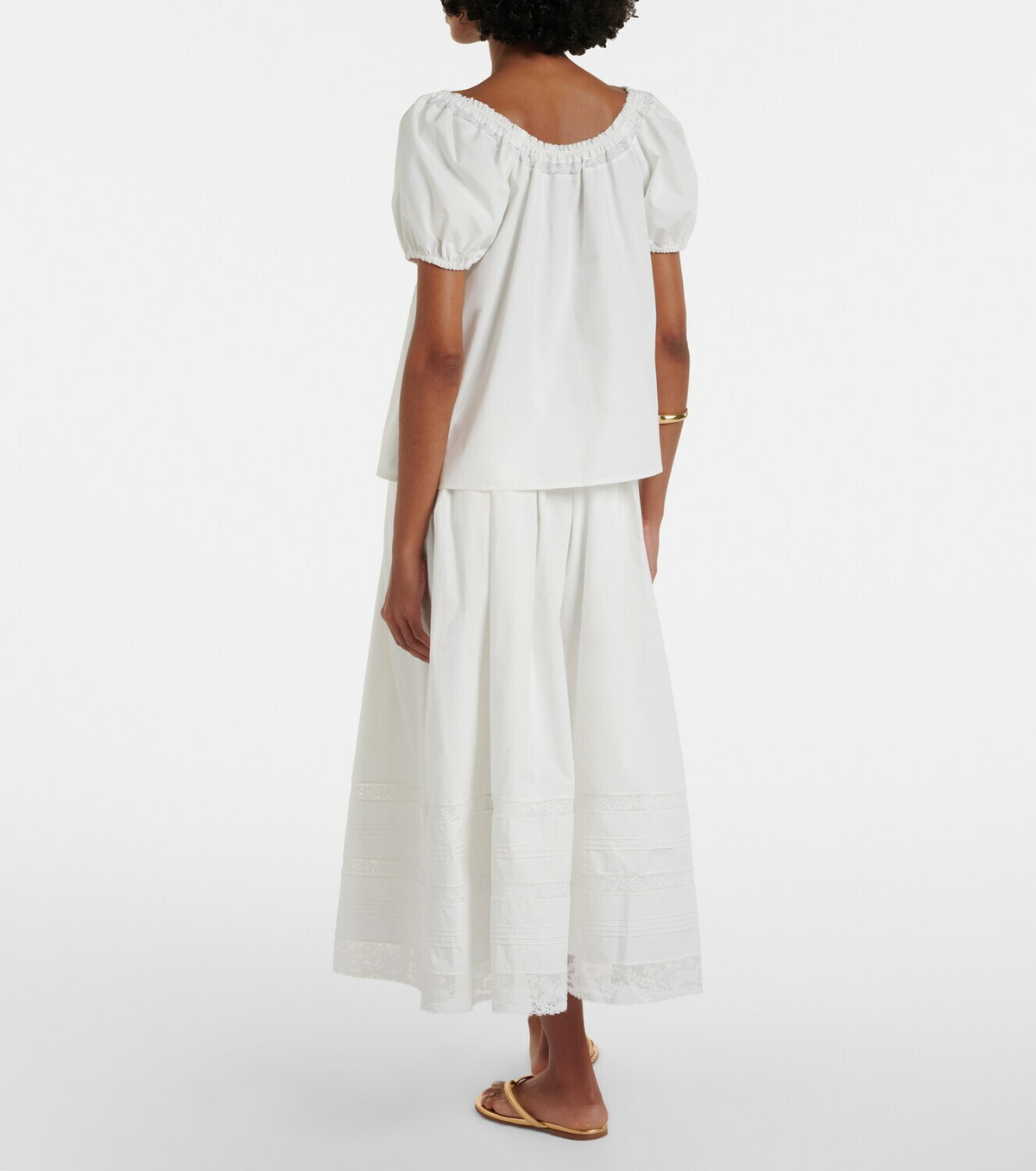 Faithfull Lyon lace-trimmed cotton maxi skirt