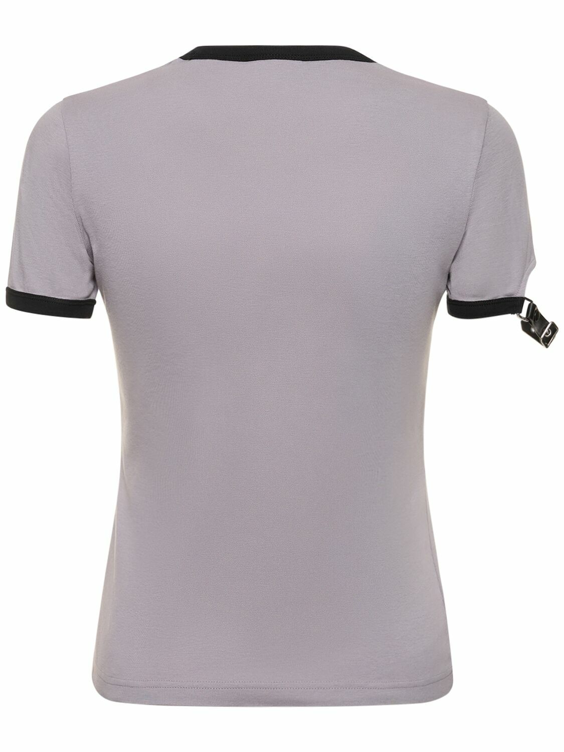 COURREGES - Buckle Contrast Cotton T-shirt Courreges 