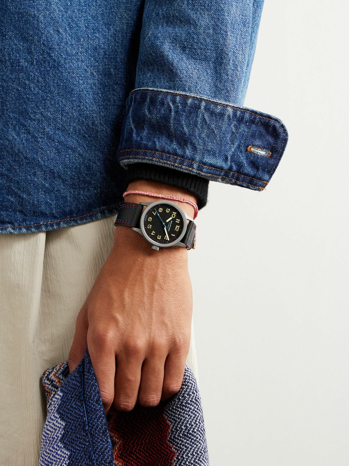 BAMFORD WATCH DEPARTMENT - B80 Modern Automatic 39mm Titanium and Faux Leather Watch, Ref. No. B80 - BLK - YLW - Men