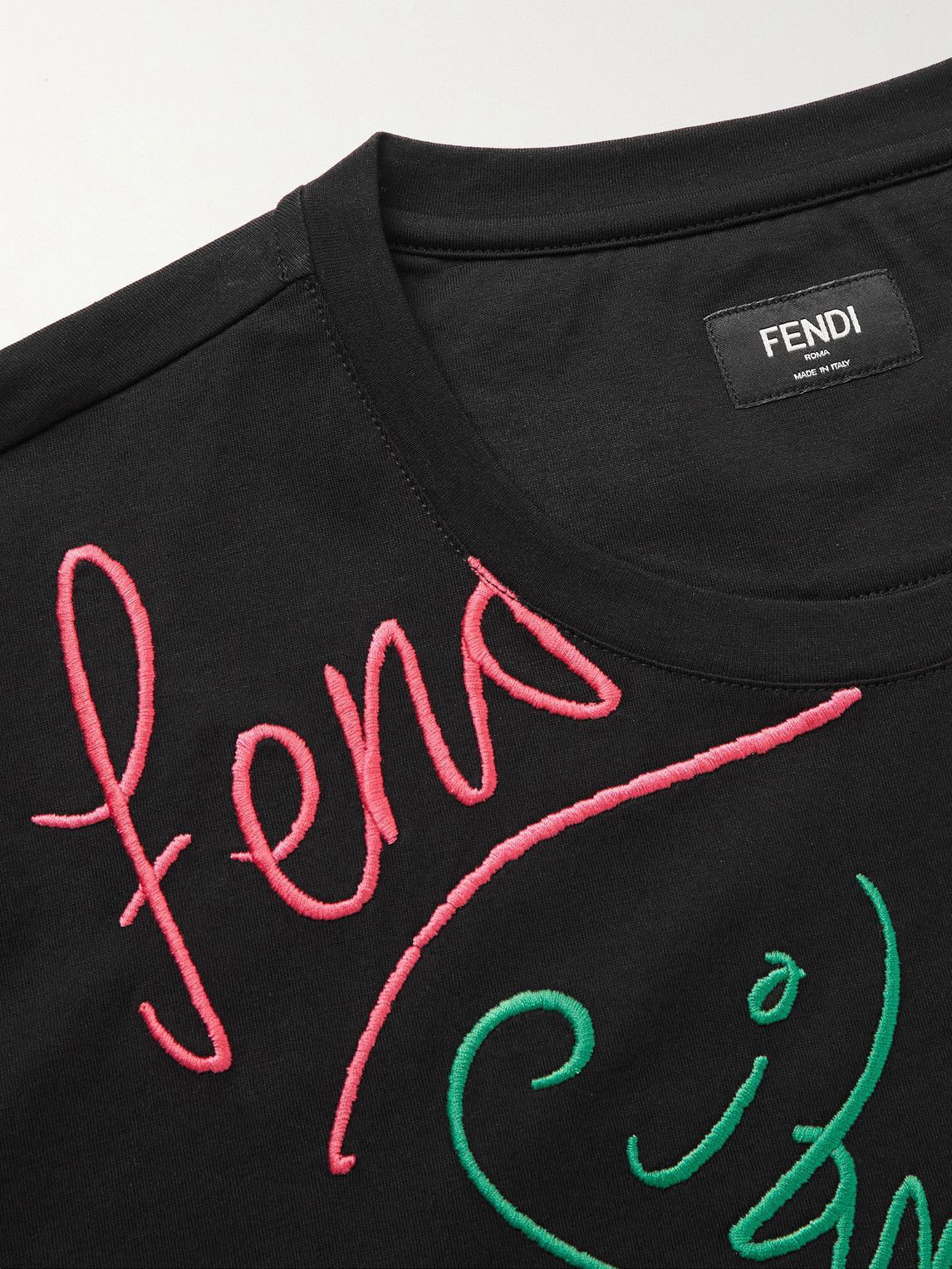 Fendi - Noel Fielding Logo-Embroidered Cotton-Jersey T-Shirt