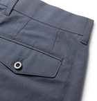 Mr P. - Dark-Blue Cropped Tapered Pleated Linen and Cotton-Blend Suit Trousers - Blue