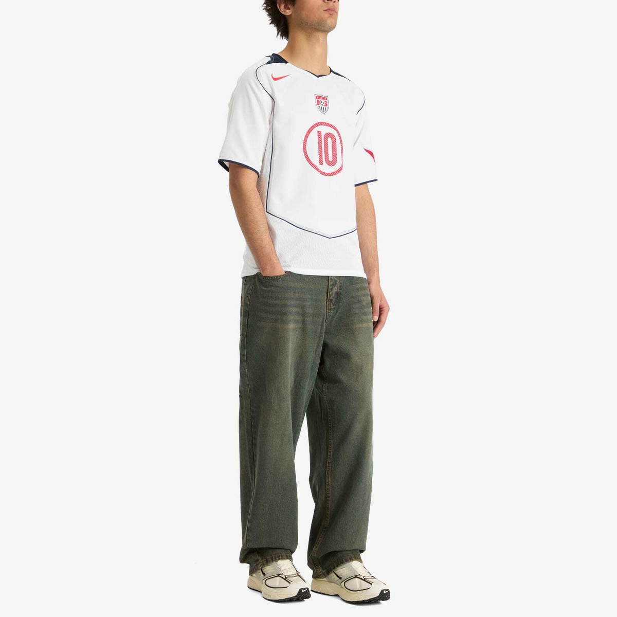 Nike USA Reissue N&N Short Sleeve Jersey in White/Navy/Red